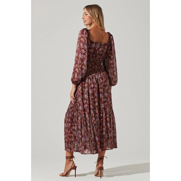 💕ASTR💕 Arlette Floral Sweetheart Long Sleeve Maxi Dress Floral Print Small NWT - Picture 5 of 16